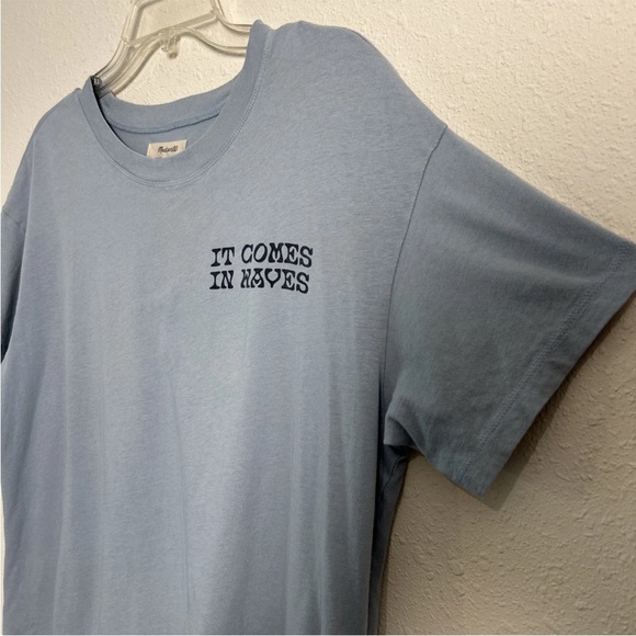 Madewell Women’s Med Blue T-Shirt It Comes In Waves 100% Cotton Short Sleeves - Picture 4 of 11